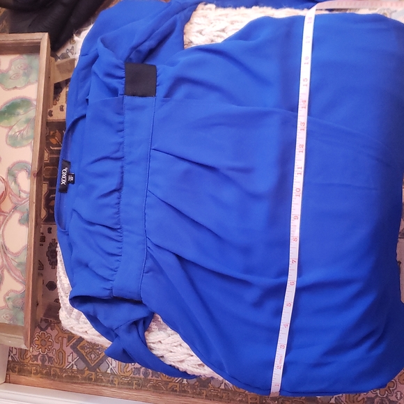 XOXO Banded-Waist Cocktail Dress, Royal Blue, XS - Picture 7 of 8